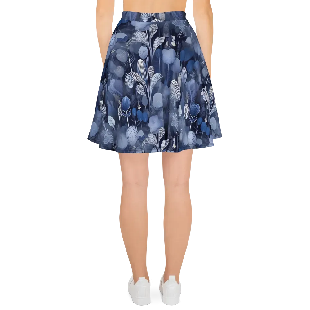 Blue Velvet Garden on Skater Skirt — Back