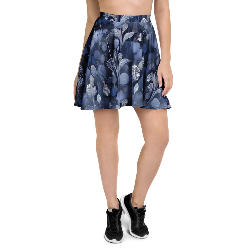 Blue Velvet Garden on Skater Skirt — Front