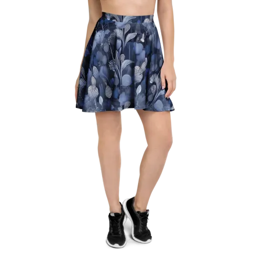 Blue Velvet Garden on a Skater Skirt