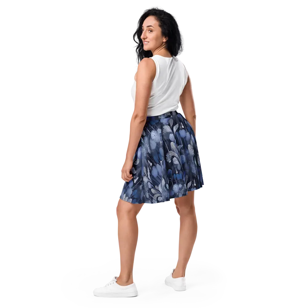Blue Velvet Garden on Skater Skirt — Back
