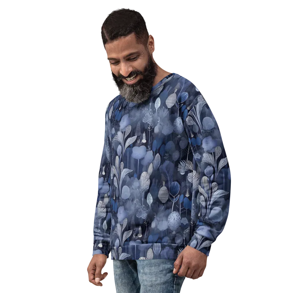 Blue Velvet Garden on Sweatshirt — Left Front