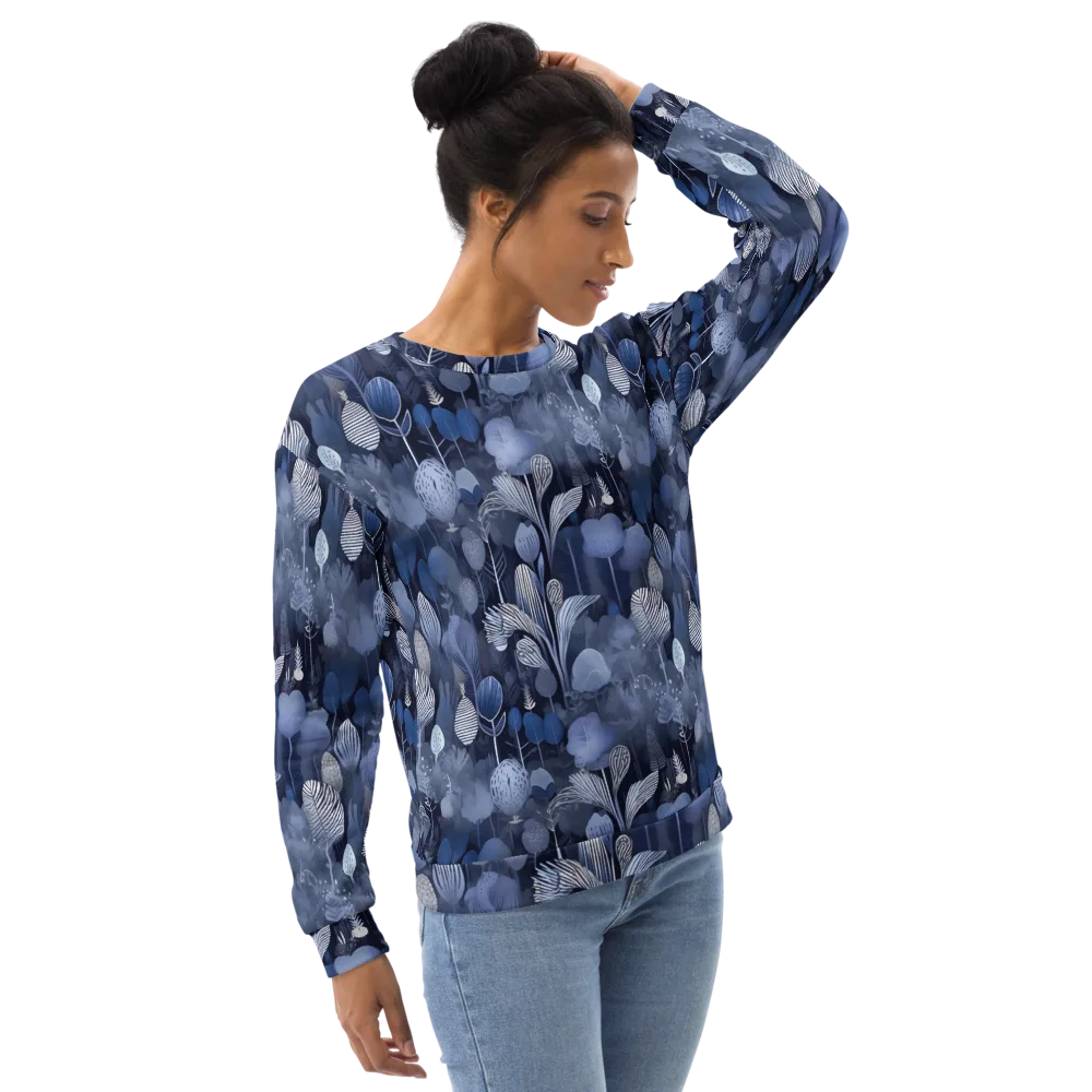Blue Velvet Garden on Sweatshirt — Right Front