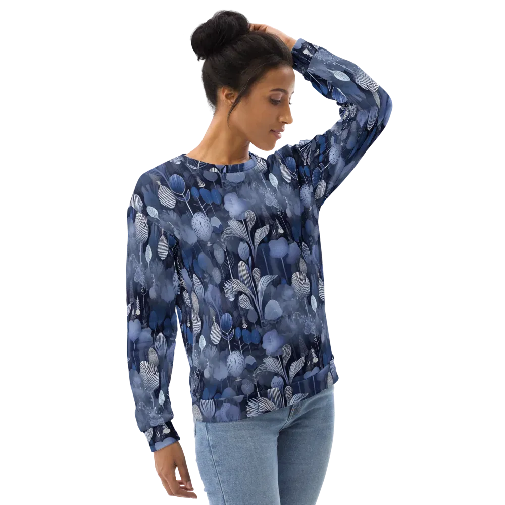Blue Velvet Garden on Sweatshirt — Right Front