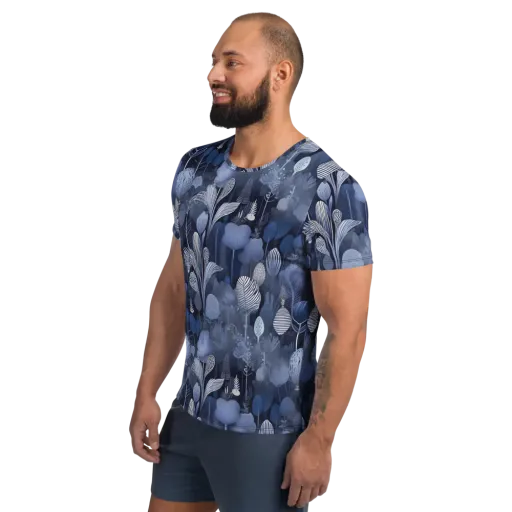 Blue Velvet Garden on a Men's Athletic T-Shirt
