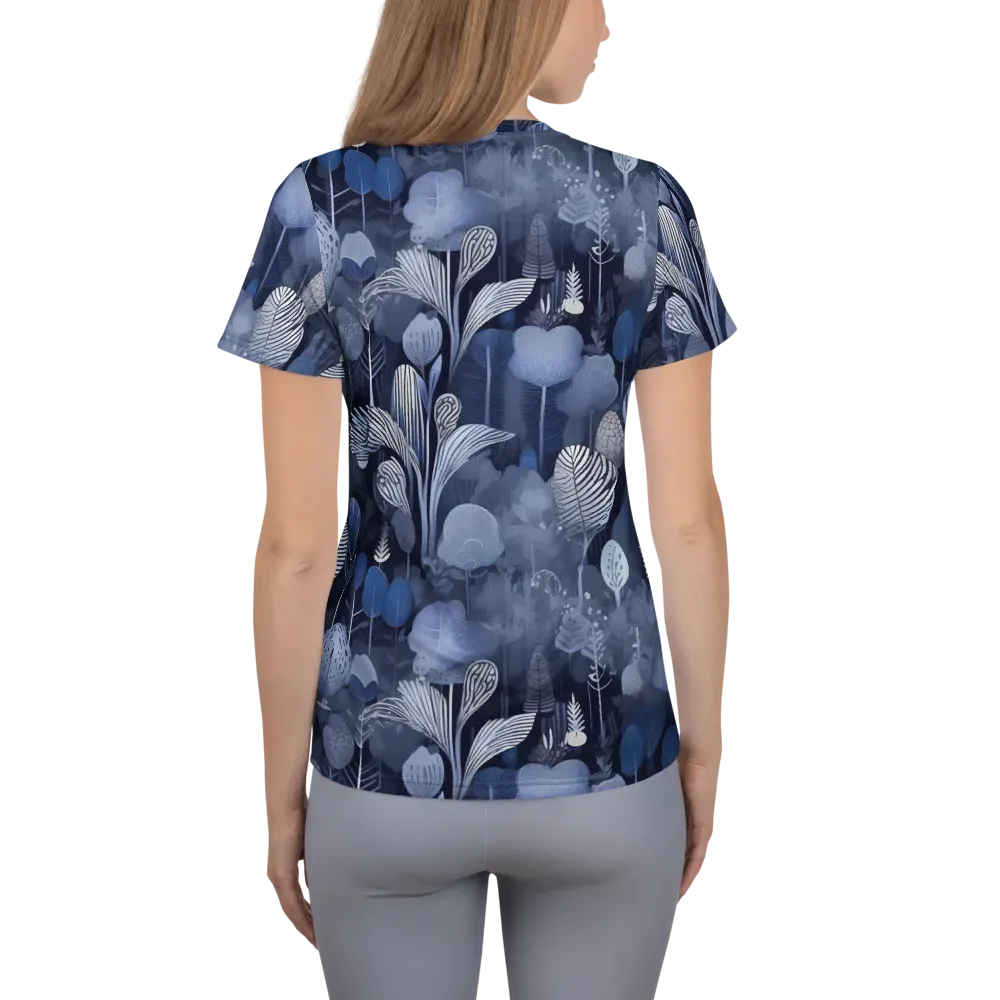 Blue Velvet Garden on Women's Athletic T-Shirt — Back