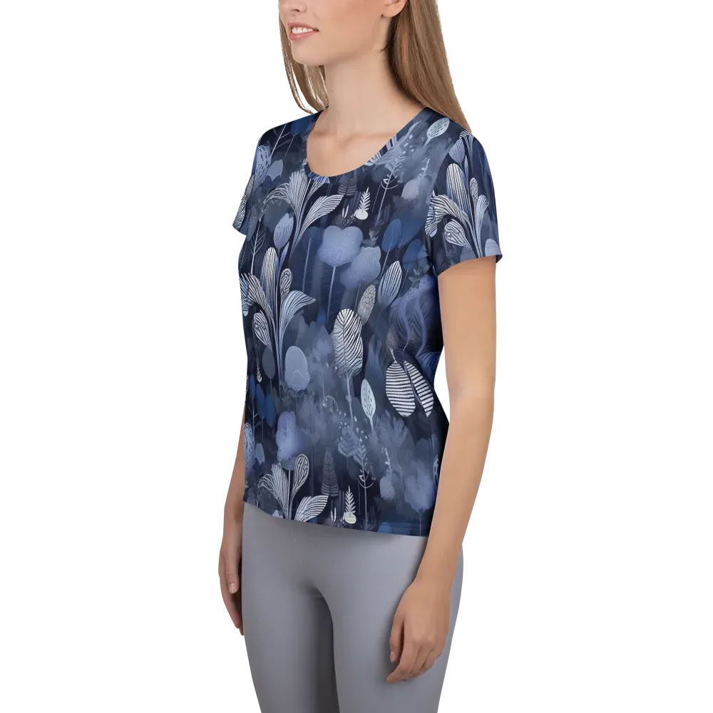 Blue Velvet Garden on Women's Athletic T-Shirt — Left