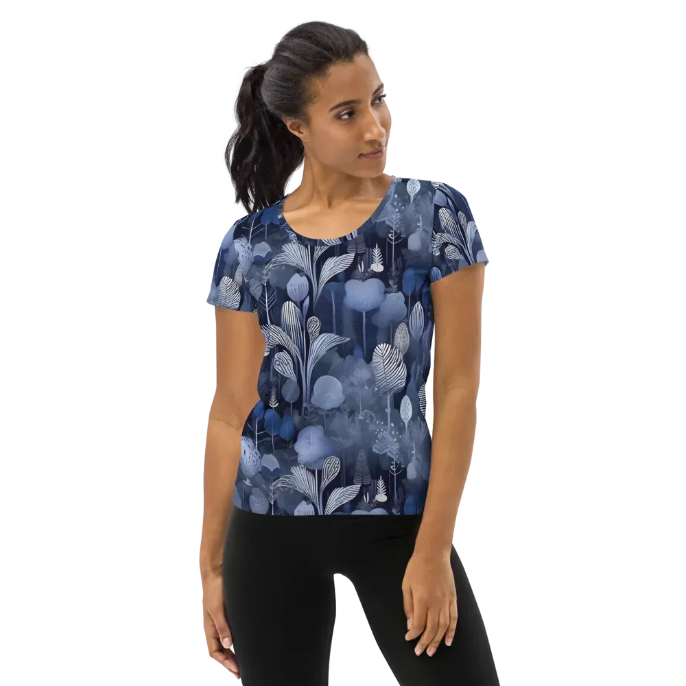 Blue Velvet Garden on Women's Athletic T-Shirt — Front