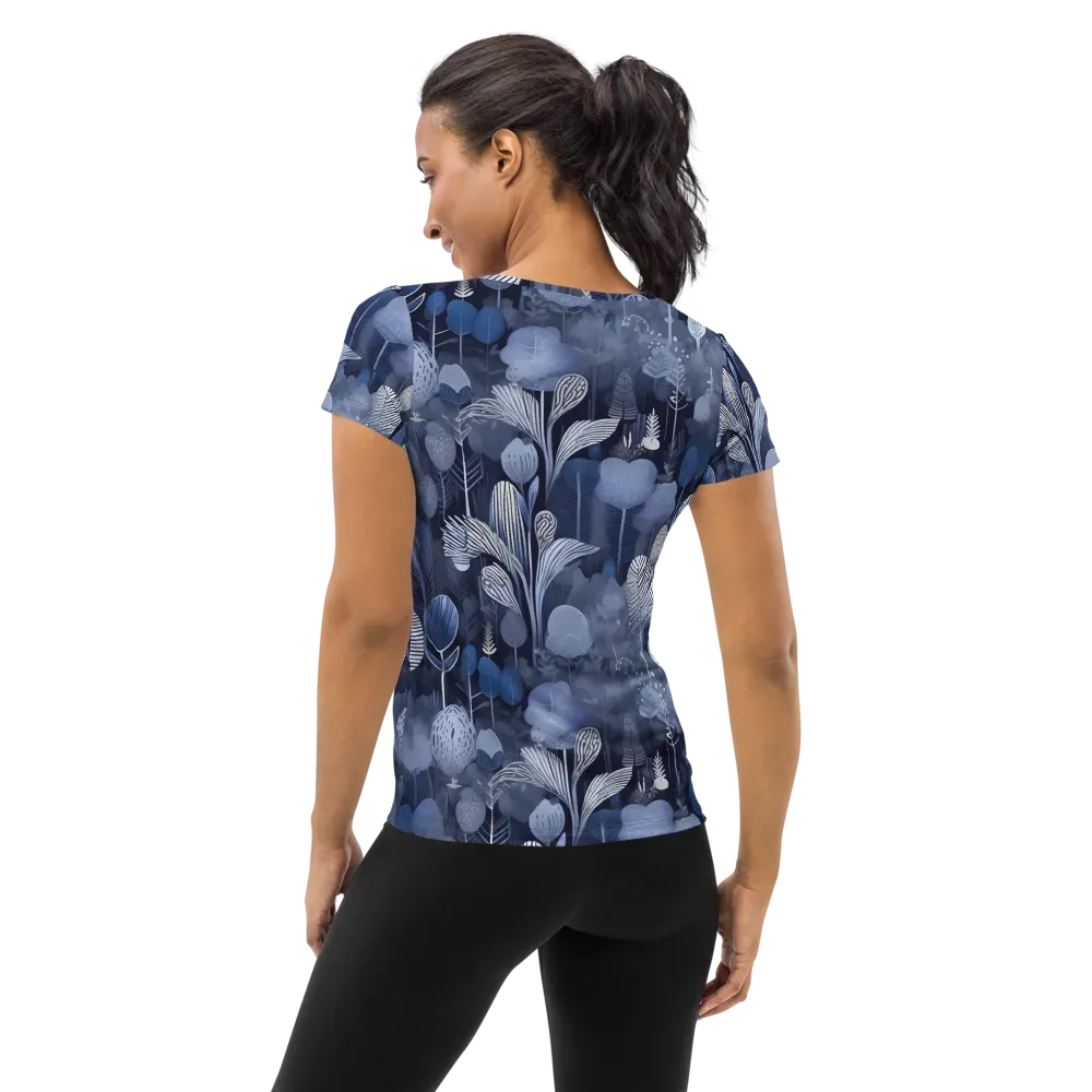 Blue Velvet Garden on Women's Athletic T-Shirt — Back