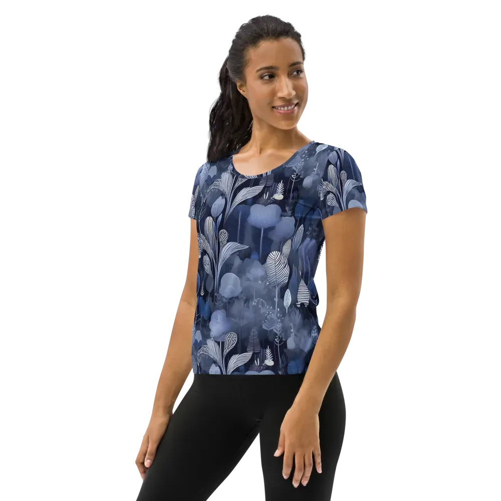 Blue Velvet Garden on Women's Athletic T-Shirt — Left