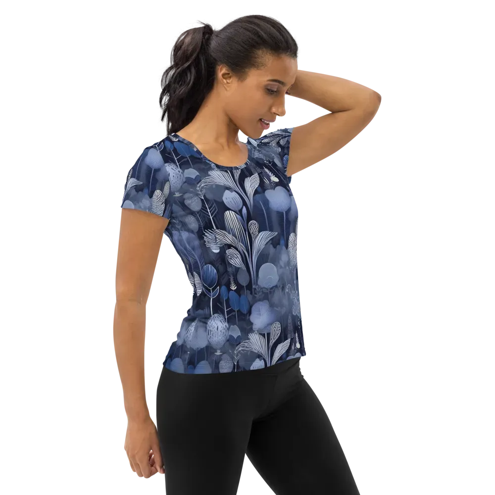 Blue Velvet Garden on Women's Athletic T-Shirt — Right