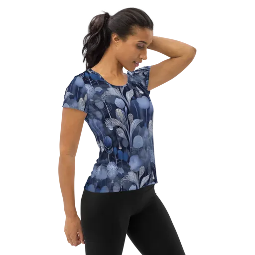 Blue Velvet Garden on a Women's Athletic T-Shirt