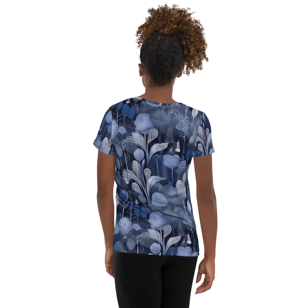 Blue Velvet Garden on Women's Athletic T-Shirt — Back