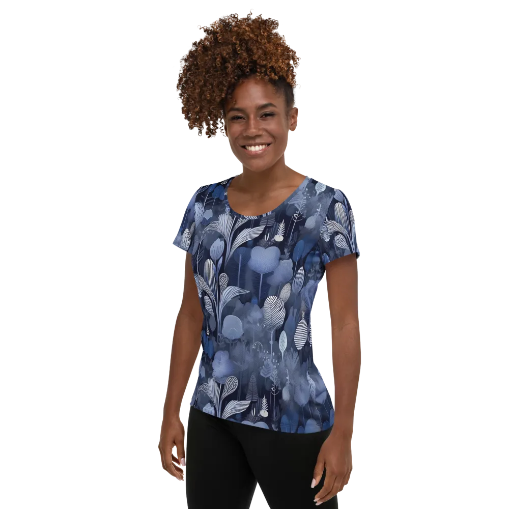 Blue Velvet Garden on Women's Athletic T-Shirt — Left