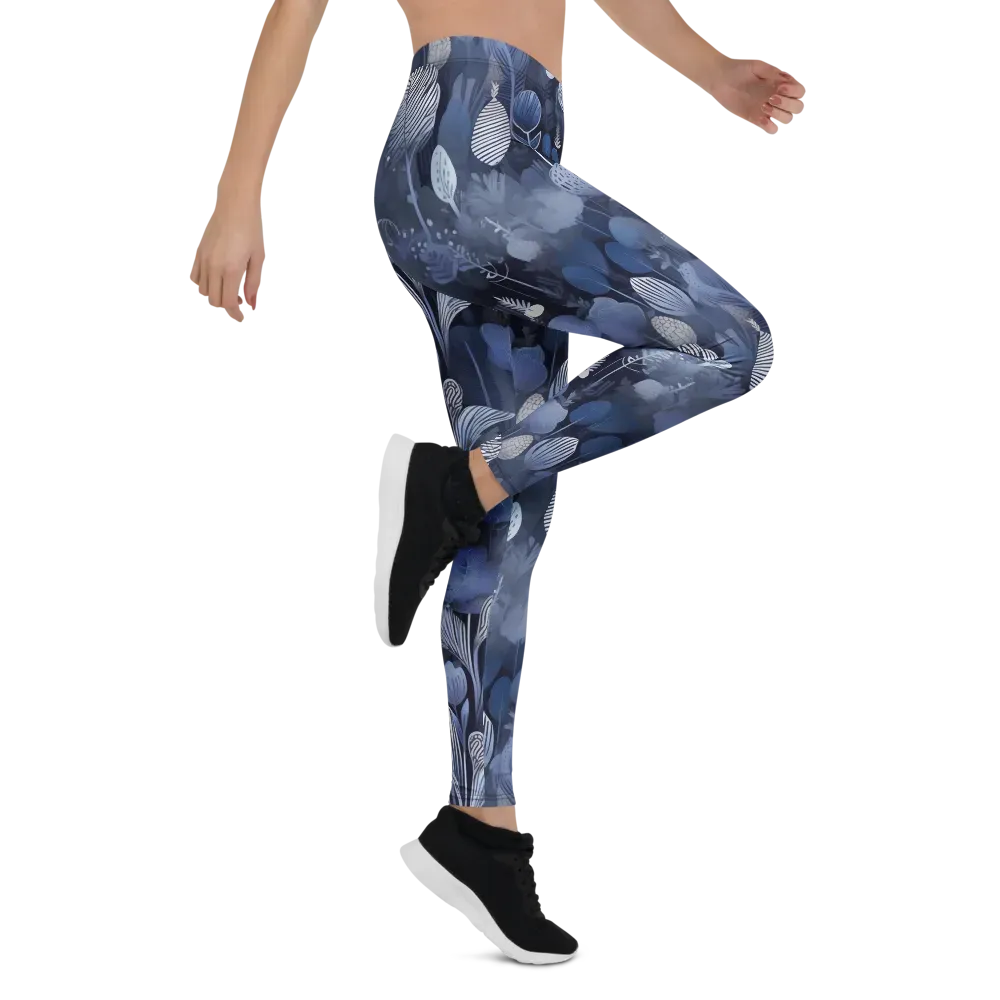 Blue Velvet Garden on Leggings — Right