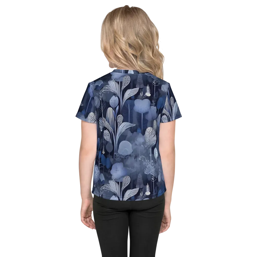 Blue Velvet Garden on Kids Crew Neck T-Shirt — Back