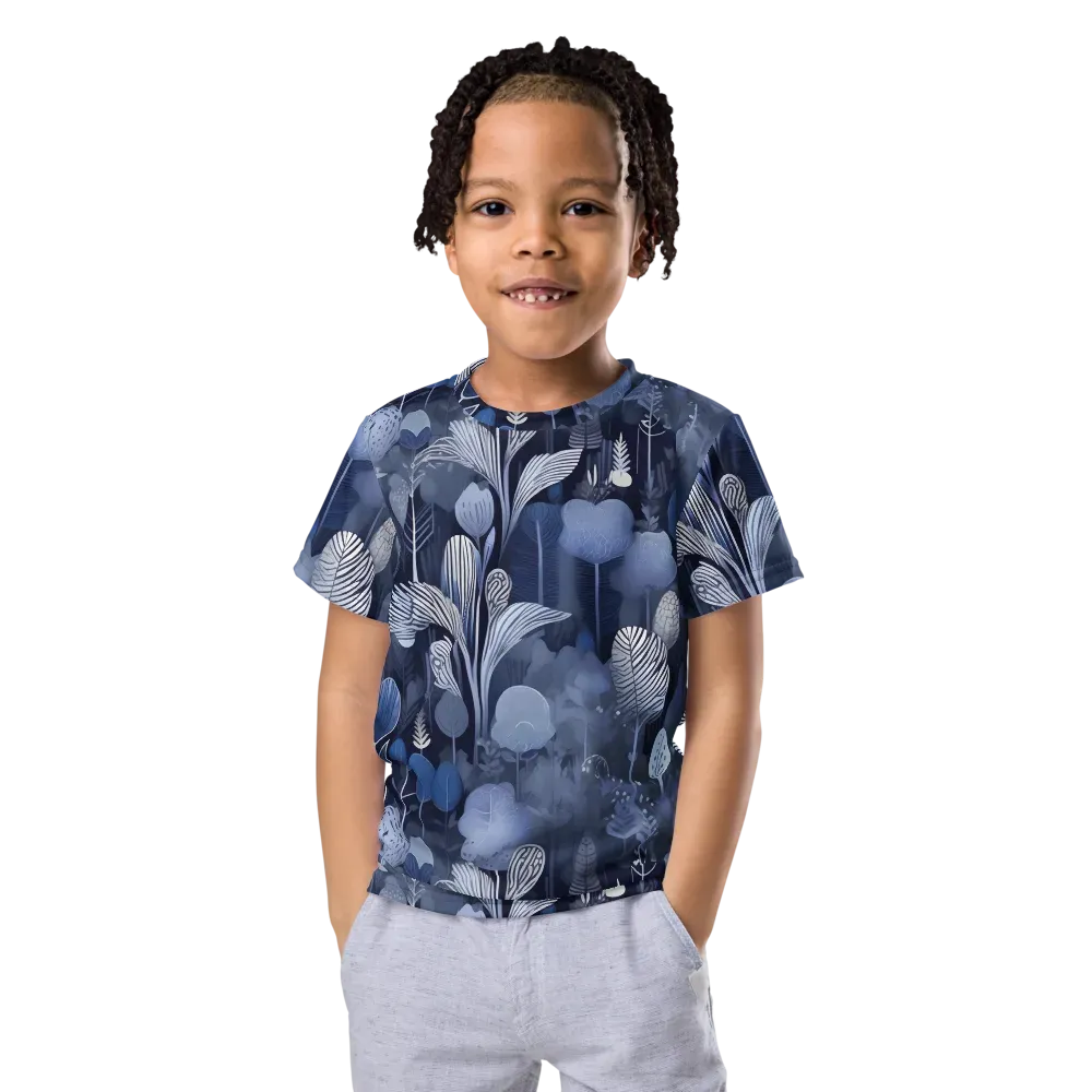 Blue Velvet Garden on Kids Crew Neck T-Shirt — Front