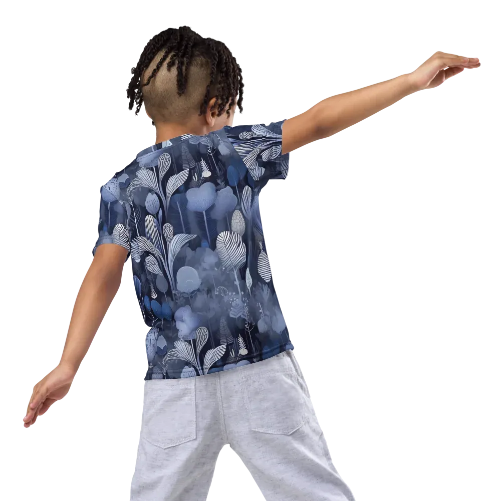 Blue Velvet Garden on Kids Crew Neck T-Shirt — Back