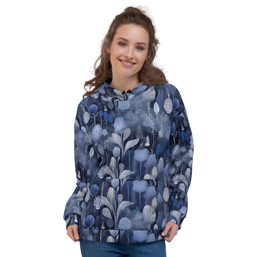 Blue Velvet Garden on Hoodie — Front
