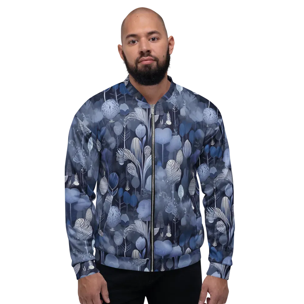 Blue Velvet Garden on Bomber Jacket — Front