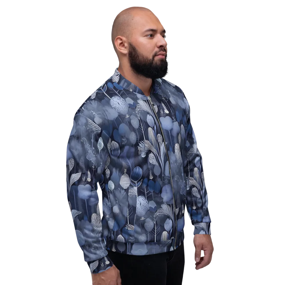 Blue Velvet Garden on Bomber Jacket — Right