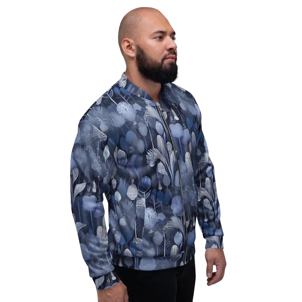 Blue Velvet Garden on Bomber Jacket — Right