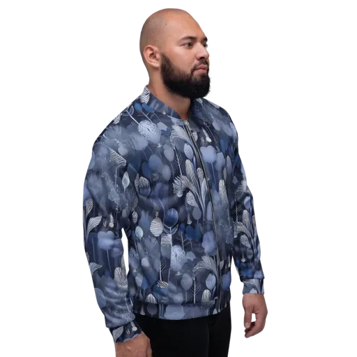 Blue Velvet Garden on a Bomber Jacket