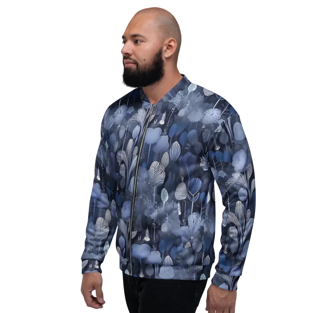Blue Velvet Garden on Bomber Jacket — Left
