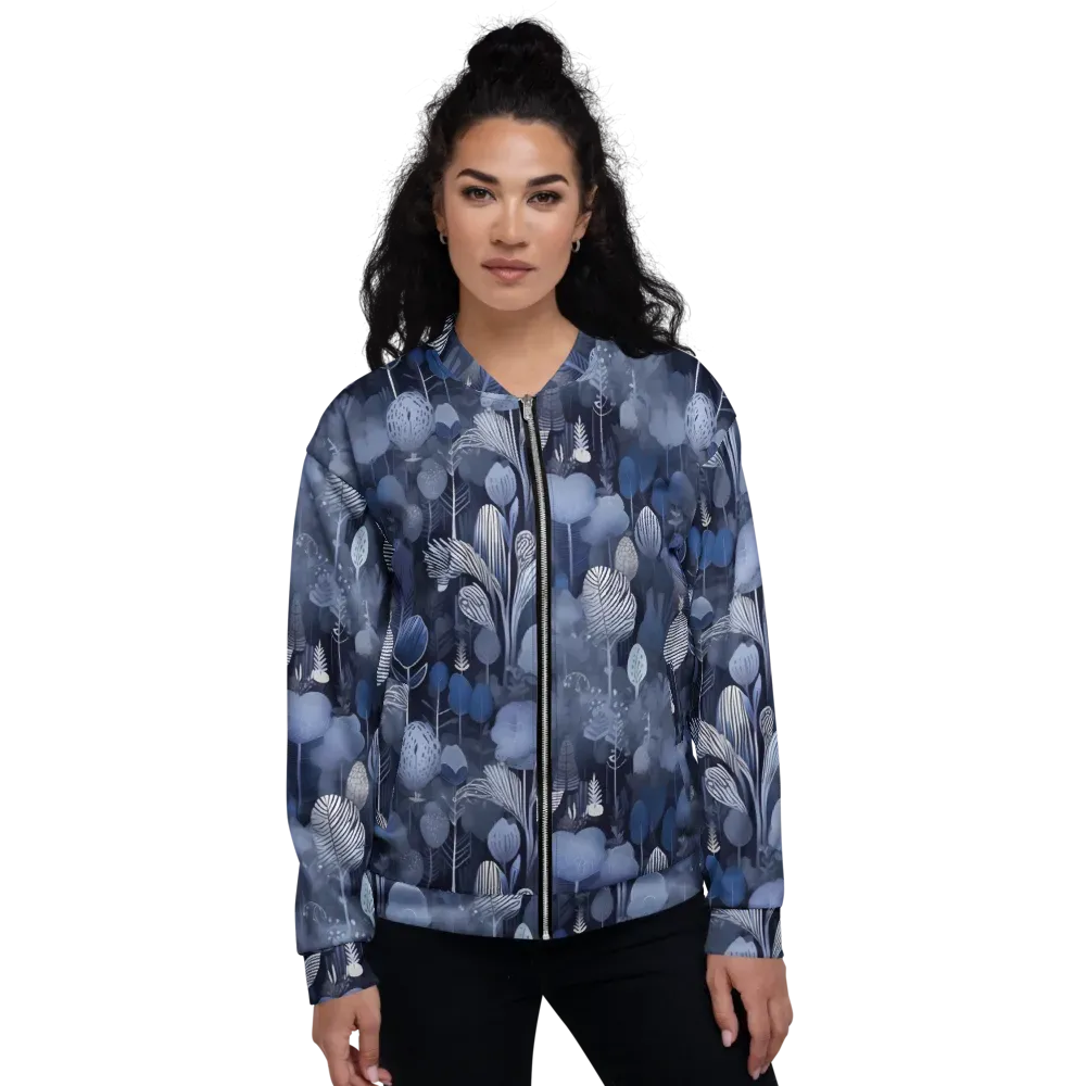 Blue Velvet Garden on Bomber Jacket — Front