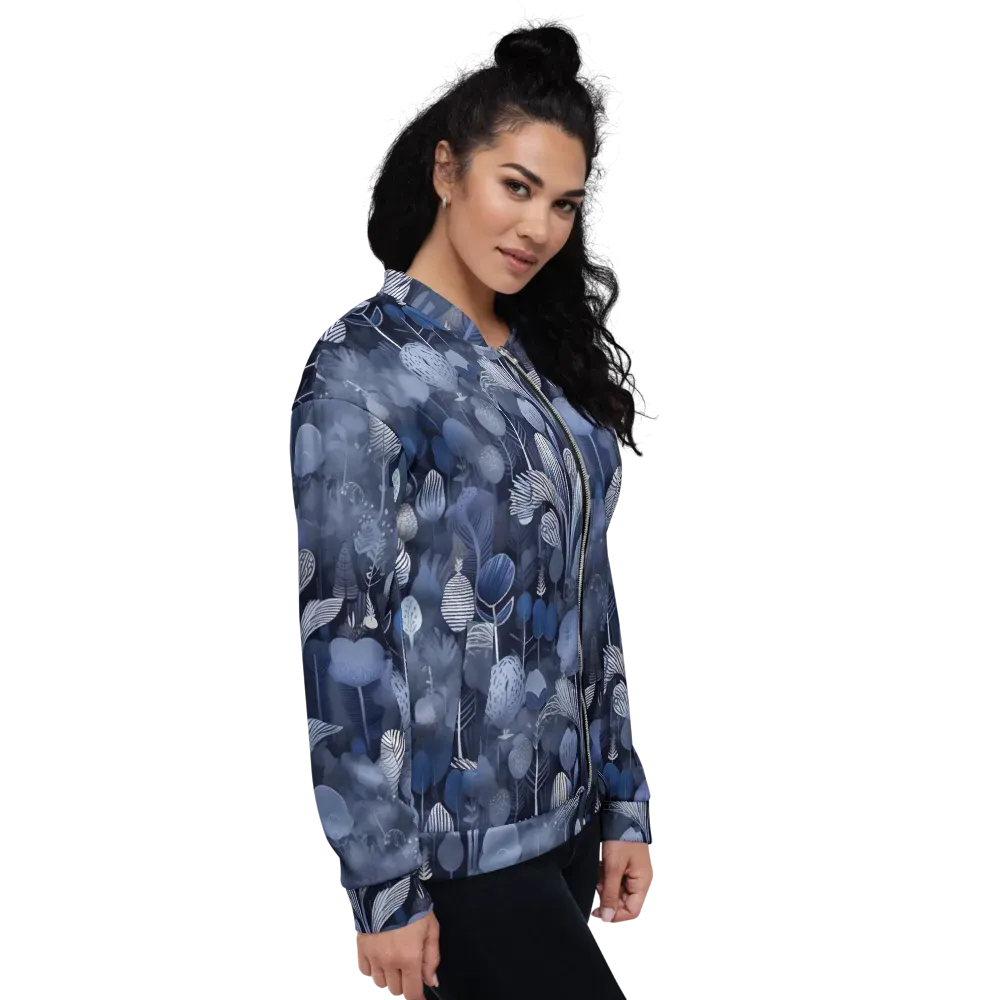 Blue Velvet Garden on Bomber Jacket — Right