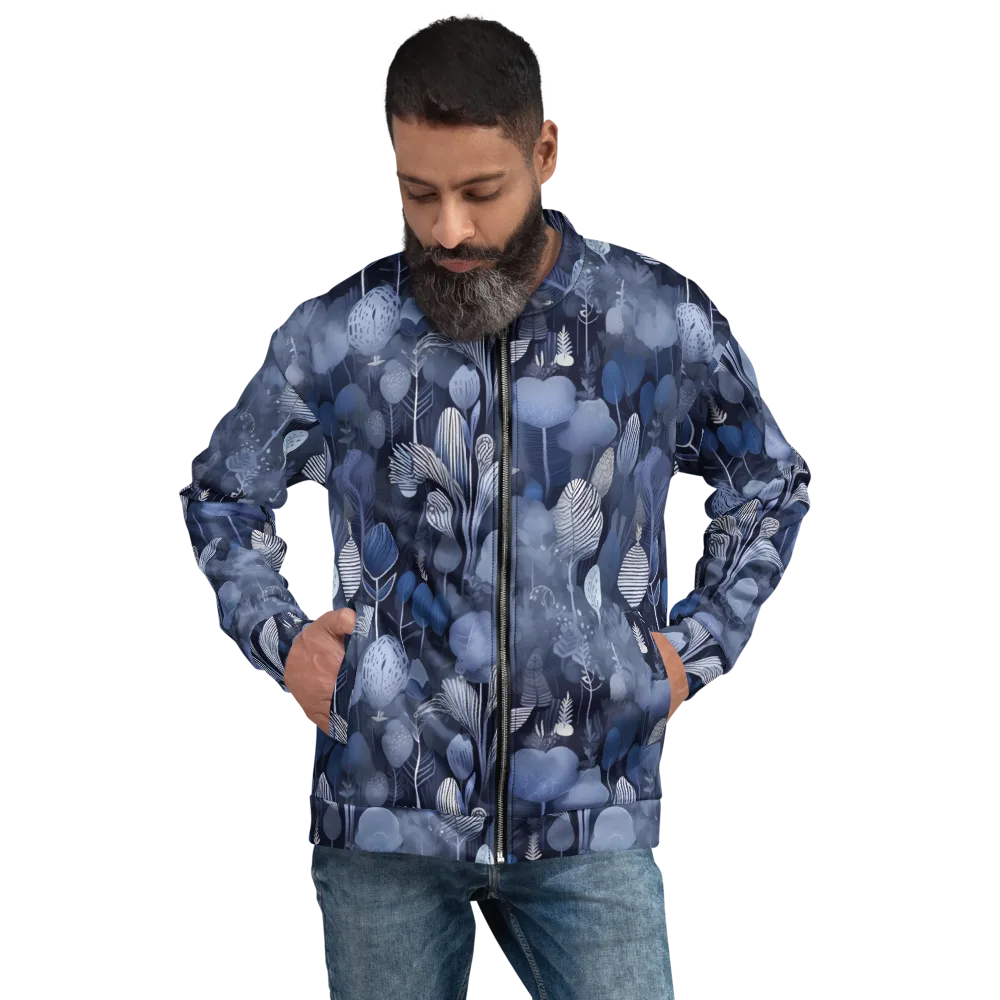 Blue Velvet Garden on Bomber Jacket — Front