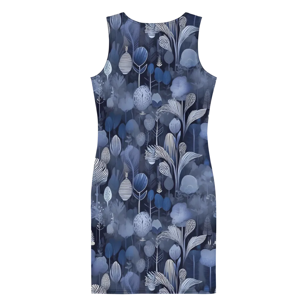 Blue Velvet Garden on Bodycon Dress — Back