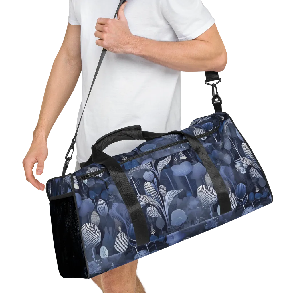Blue Velvet Garden on Duffle Bag — Right Front