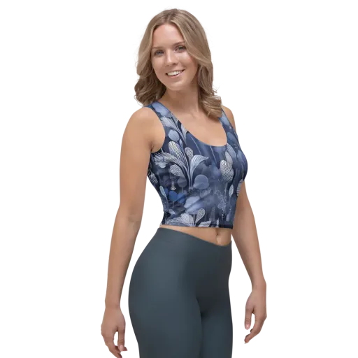 Blue Velvet Garden on a Crop Top