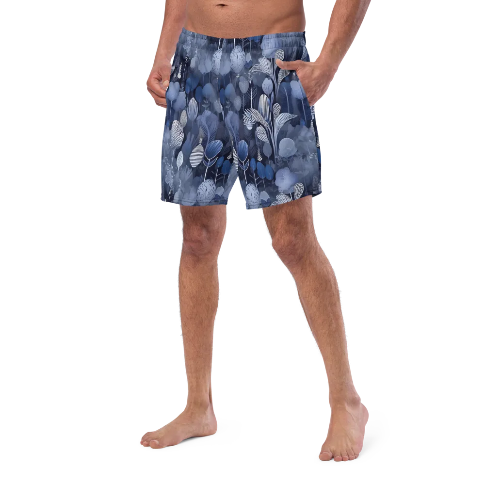 Blue Velvet Garden on Swim Trunks — Left Front