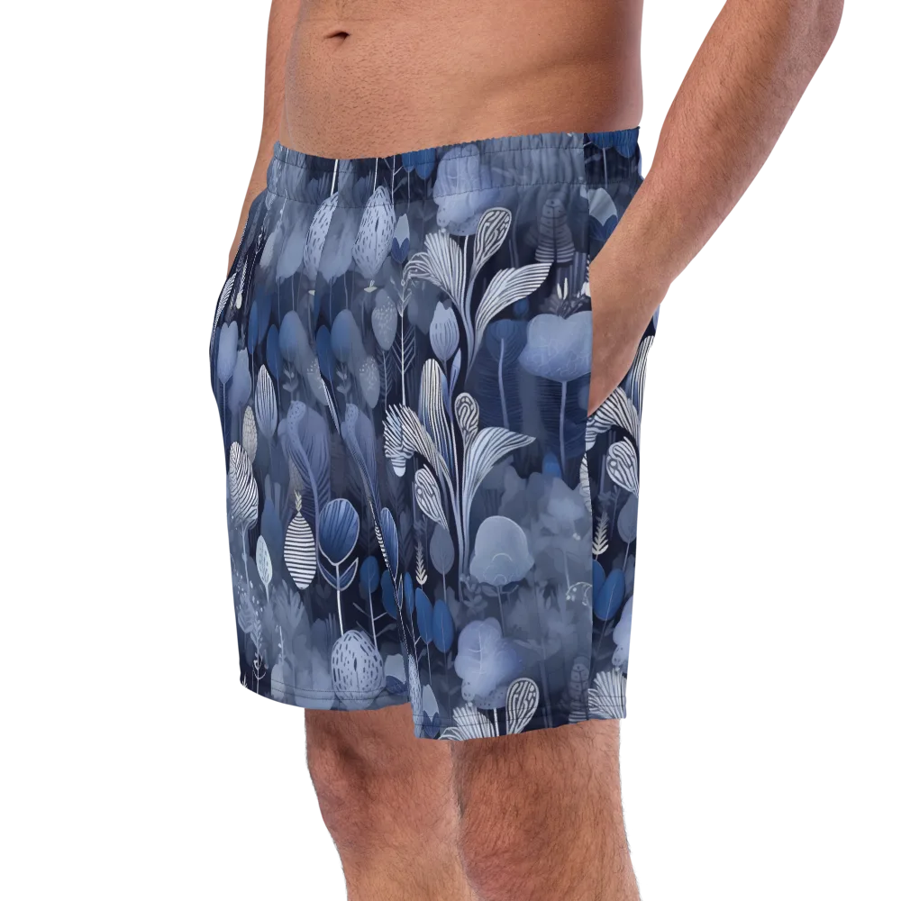 Blue Velvet Garden on Swim Trunks — Left Front