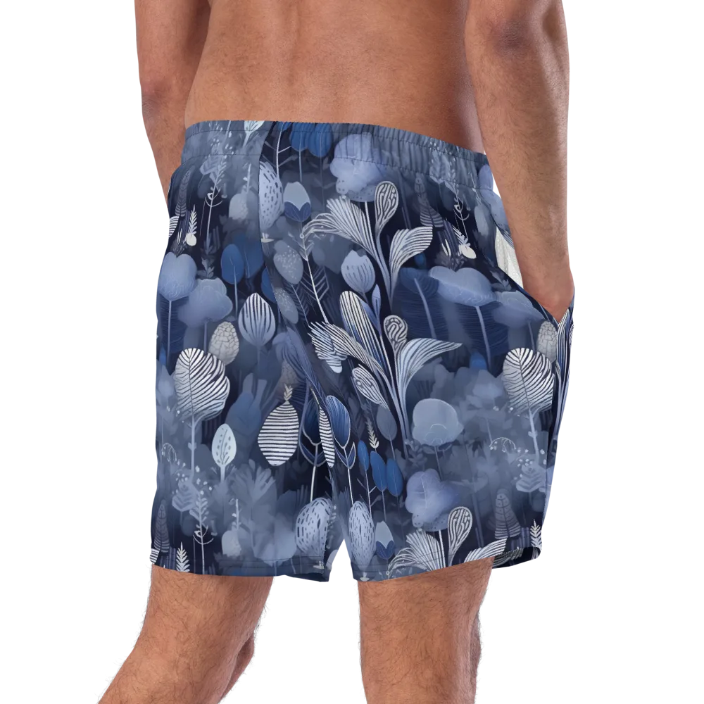 Blue Velvet Garden on Swim Trunks — Right Back