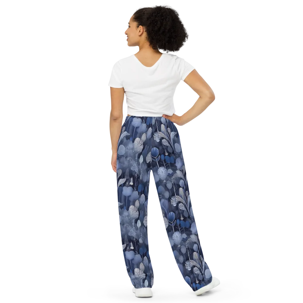 Blue Velvet Garden on Wide-Leg Pants — Back