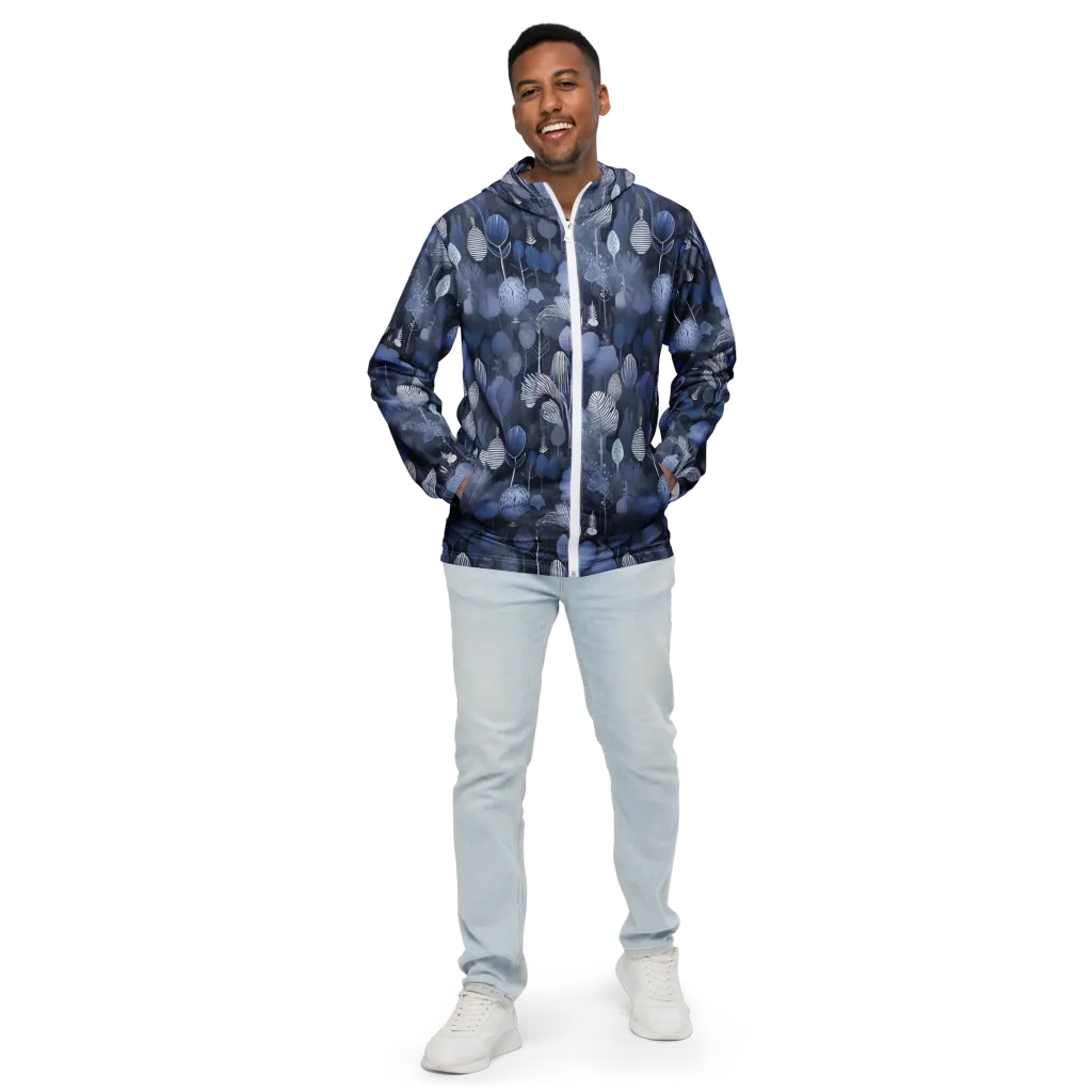 Blue Velvet Garden on Men's Windbreaker — Front