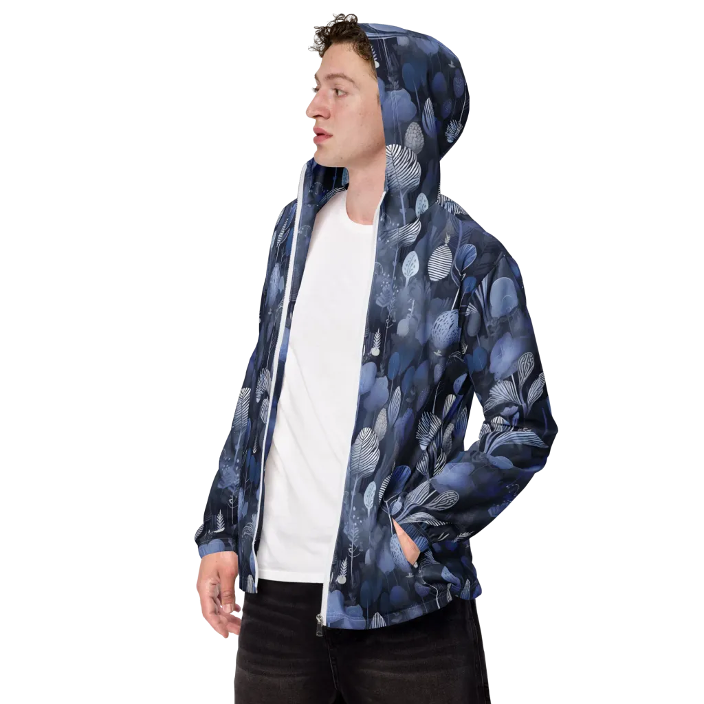 Blue Velvet Garden on Men's Windbreaker — Left Front