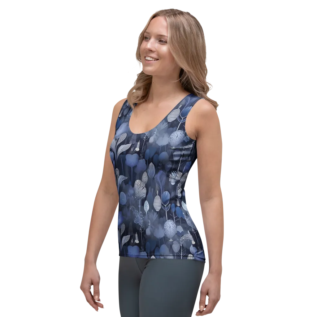 Blue Velvet Garden on Women's Tank Top — Left Front
