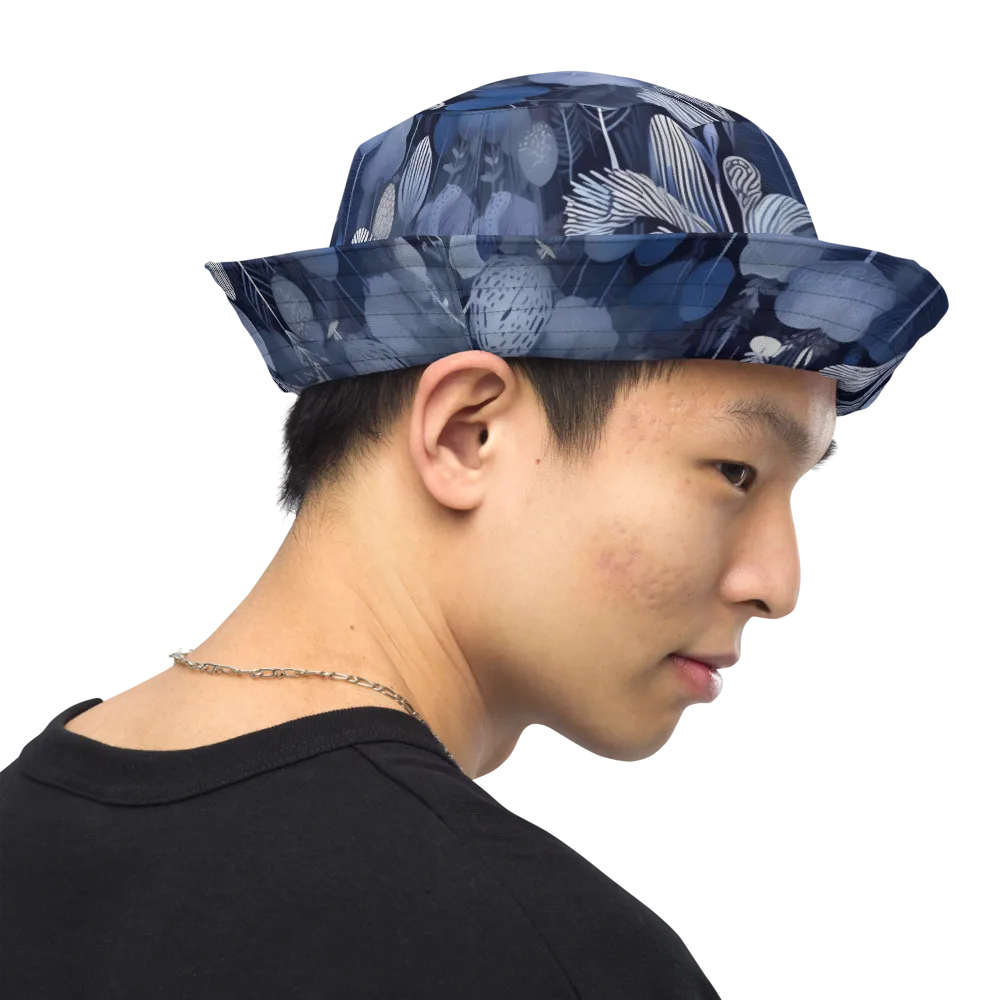 Blue Velvet Garden on Reversible Bucket Hat — Right Outside
