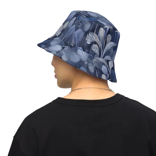 Blue Velvet Garden on a Reversible Bucket Hat