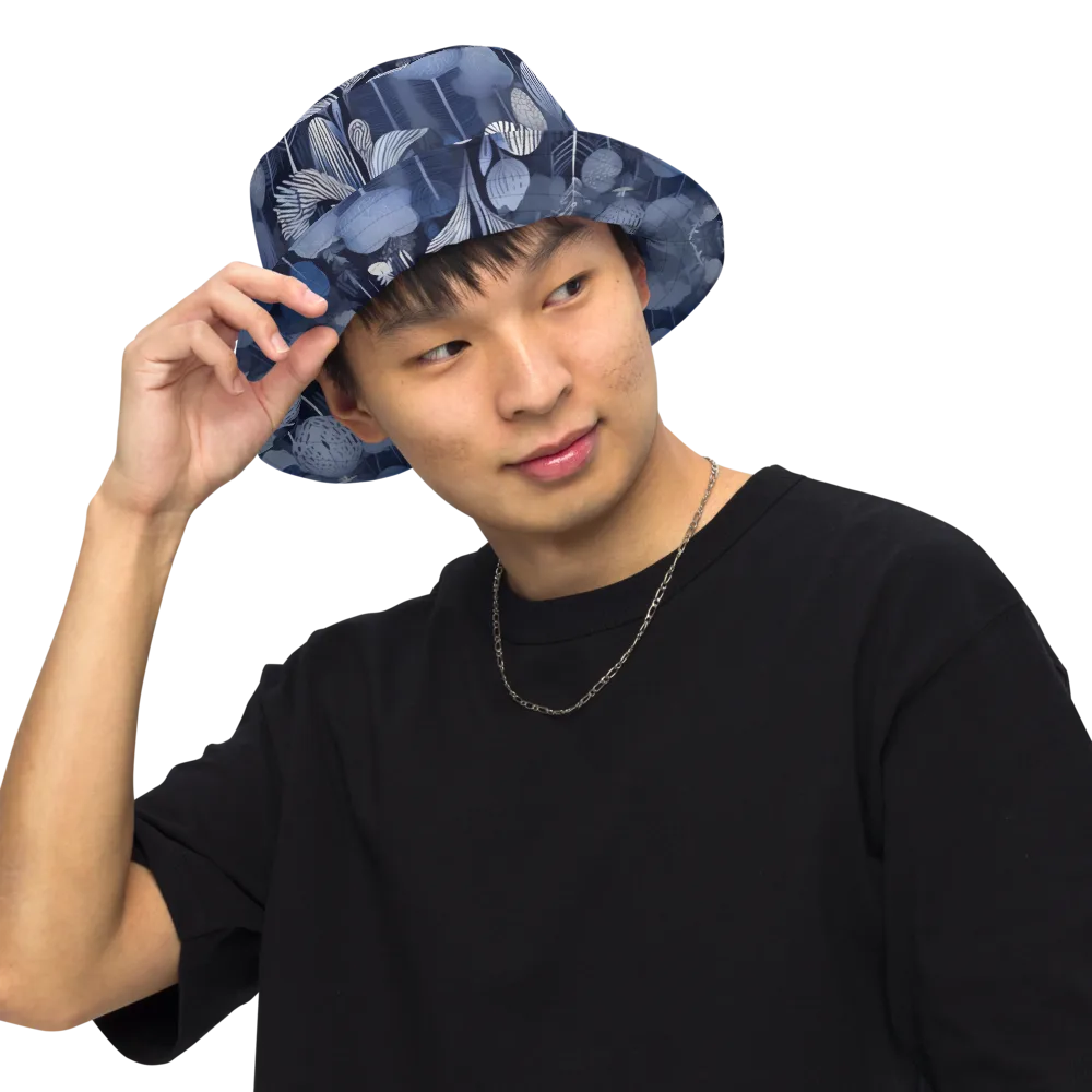 Blue Velvet Garden on Reversible Bucket Hat — Front Inside