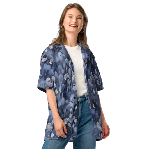Blue Velvet Garden on a Button Shirt