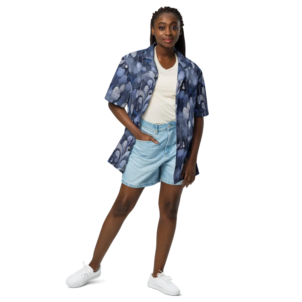 Blue Velvet Garden on Button Shirt — Front