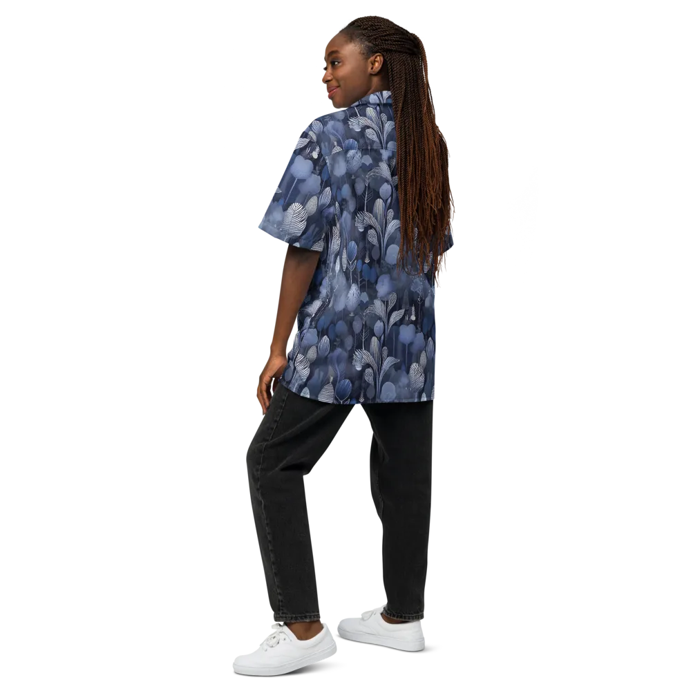 Blue Velvet Garden on Button Shirt — Back