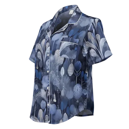 Blue Velvet Garden on a Women's Short Sleeve Pajama Top