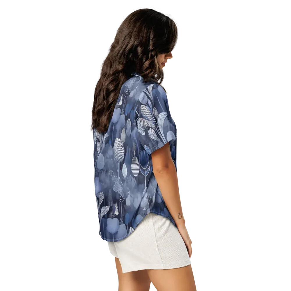 Blue Velvet Garden on Women's Short Sleeve Pajama Top — Right Back