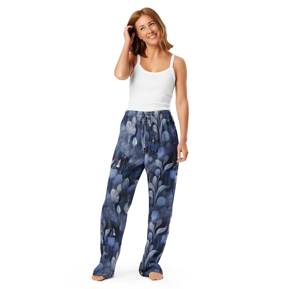 Blue Velvet Garden on Women's Pajama Pants — Front