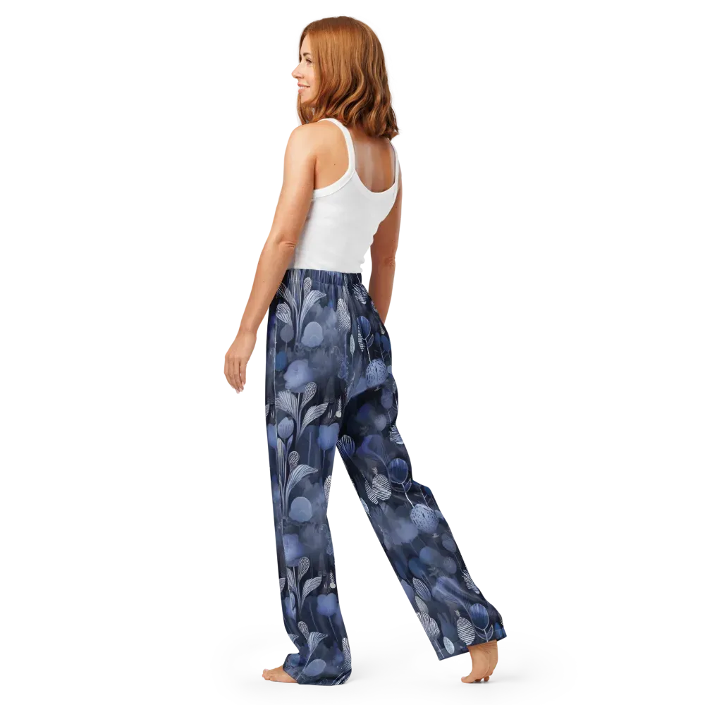 Blue Velvet Garden on Women's Pajama Pants — Back